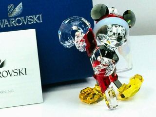 Swarovski Disney Christmas Ornament - Mickey Mouse With Big Candy Cane Nib