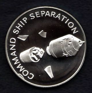 Apollo 13 Space Flown To The Moon Material Large Silver Coin - Ship Separation