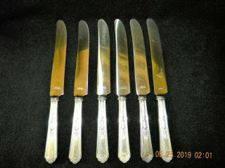 Six 1925 Romance Plate Holmes And Edwards Inlaid Silverplate Dinner Knives