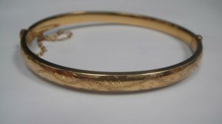 Vintage Gj Ltd Georg Jensen 9ct Gold Metal Core Bangle Bracelet 6.  8 Grams