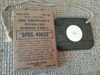 Wwii Military Issued Emergency Signaling Mirror Esm/1 Spec 40653