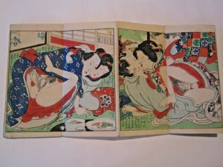 Very Rare Intact Erotic " Shunga " Ukiyo - E Album,  Accordion Fold,  C.  1830 - 40 Japan