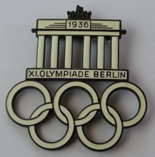 Orig German Ww2 Large Badge - Olympia 1936 Berlin - Brandenburg Gate 2 By 2.  3 In