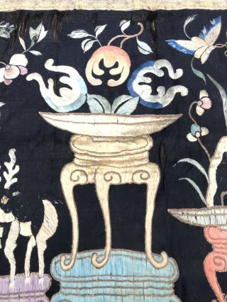 Antique Chinese Silk Embroidery Panel Qing Dynasty Of Precious Objects 3