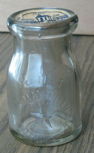Antique Milk Bottle A Matthusen 707 N Francisco Chicago Il 1/4 Pint Star
