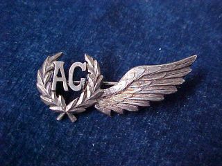 Orig Ww2 Raf Sweetheart 1/2 Wing " Ag " Air Gunner Royal Air Force " Sterling "