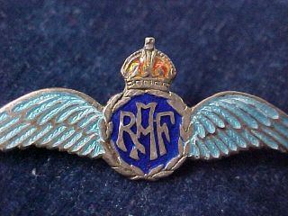 Orig WW1 - WW2 RAF Sweetheart Pilots Wing Made In England Royal Air Force Silver 3