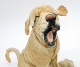 Yellow Lab Yawning A Breed Apart Dog Statue,  Very Cute Shiping