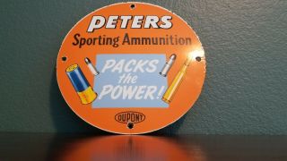 Vintage Peters Porcelain Winchester 12 Gauge Shot Gun Shells Ammo Firearm Sign