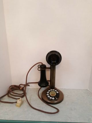 Vintage A.  E Strowger Pax.  Brass Candlestick Telephone