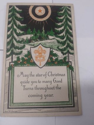 Boy Scout Christmas Card,  1918 To 1930 Era,  Star Of Christmas Design,  Bsa Issue