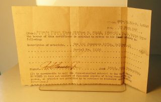 Wwii Period Usmc Bring Back Document For Japanese Rifle