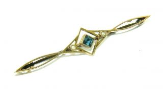 Ladies/womens Vintage 9ct Yellow Gold Brooch Set With Topaz And Pearls