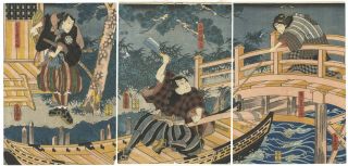 Toyokuni Iii,  Boat,  River,  Pine,  Kabuki Play,  Japanese Woodblock Print