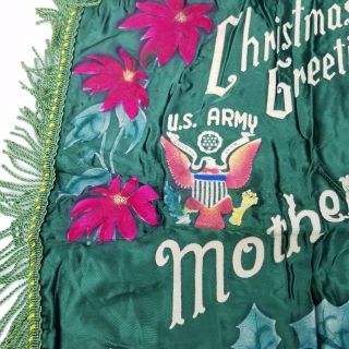 WWII US Army Pillow Cover Silk Camp Shelby Mississippi Christmas Greetings 2