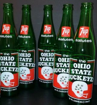 5 Vtg Old 1973 Ohio State Buckeyes Football Game Team 7 Up Bottles Go Bucks