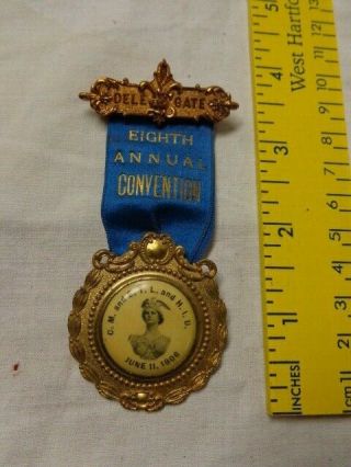 1906 Labor Ribbon W/ Celluloid Delegate Badge 4 " L,  C.  M.  & E.  T.  L.  & H.  I.  U.  Union