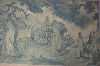 Very Large Long Old Chinese Scroll Hand Painting Buddha " Damo " Images Marks