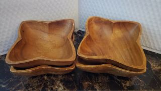 Vintage Set Of 4 Wooden Bowls From Philippines