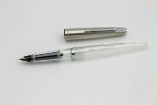 Parker,  45 Fountain Pen,  Clear W/chrome Plated Cap & Chrome Plated Trim