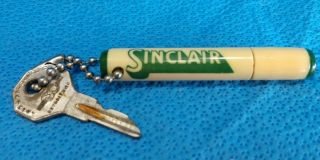 Vintage Sinclair Gas & Oil Key Ring Fob Toothpick Holder Chain Mckinney Texas