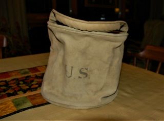 Vintage Wwii Us Army Canvas Field Collapsible Water Canvas Bucket Military