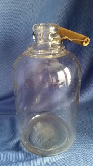 Vintage Clear Glass Half Gallon Jug 2 Handled Moonshine Whiskey Wine Cider Wire
