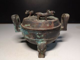 Chinese Bronze Ding Spring&autumn Period Tripod Pot Ritual Food Vessel Ding