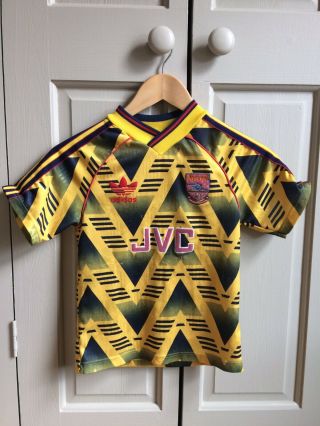 Rare Vintage Kids Adidas Arsenal “bruised Banana” Away Shirt 1991/1993