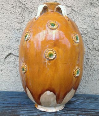 Antique Chinese Tang Dynasty Sancai Ceramic 3 - Color Drip Glaze Wine Pot Jar