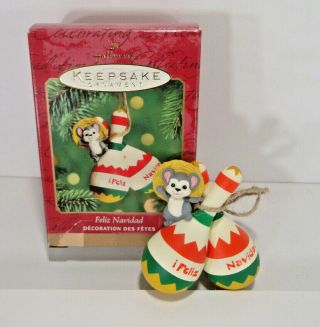 Feliz Navidad Mouse With Maracas Hallmark Ornament Year 2000