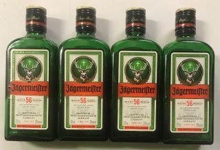 12 Empty Jagermeister 375ml Bottles W/ Caps For Arts Crafts Emerald Green Glass