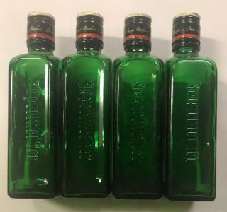 12 EMPTY Jagermeister 375ml Bottles W/ Caps For Arts Crafts Emerald Green Glass 2
