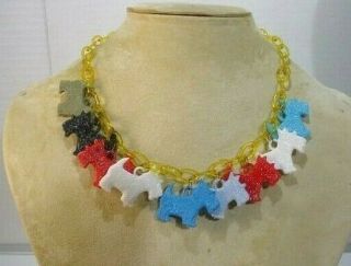 Vintage Plastic Scotty Dog Celluloid Chain Necklace