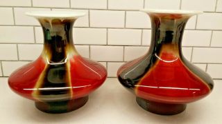 Stunning Pair Chinese Oxblood Langyao Vases Flambe Sang De Boeuf