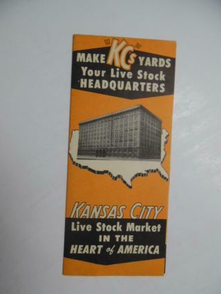 C.  1940s Kansas City Stock Yards Promotional Brochure Livestock Cattle Vintage Vg