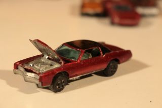 Vintage Redline Hotwheels 1967 Custom Eldorado Red Black Mattel Toy Car 2