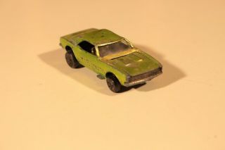 Vintage Redline Hotwheels 1967 Custom Camaro Mattel Toy Car Yellow Green 1