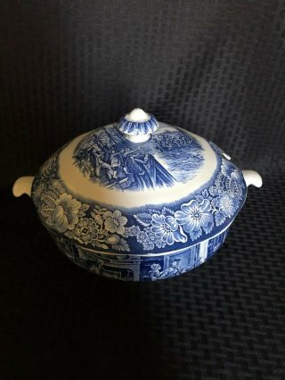 Vintage Staffordshire Liberty Blue Soup Tureen with Lid 2