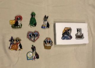 9 Boston Terrier Willabee & Ward Figurine Magnets. ,  Boston Terrier Magnet Frame