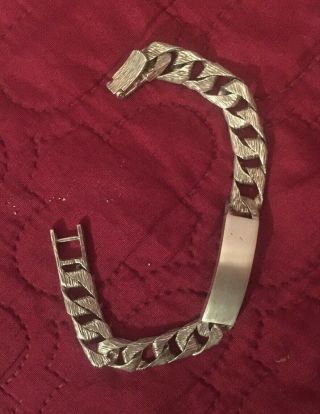 Men’s Vintage Solid Silver Id Bark Effect Bracelet