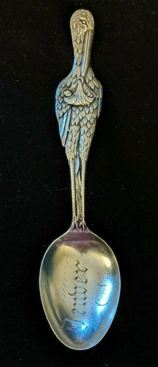 Manchester Sterling Silver Baby Spoon,  Stork Denver,  Colorado