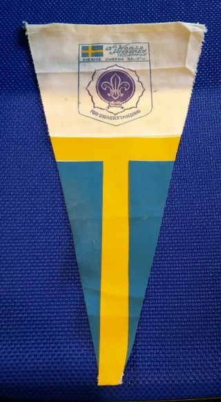 Vintage 15th World Jamboree Boy Scouts 1971 Nippon Sverige Sweden Cloth Pennant 3