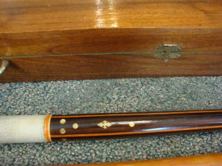 Vintage Mother - Of - Pearl Inlaid POOL CUE Billiard Stick With Heavy Wood CASE 2
