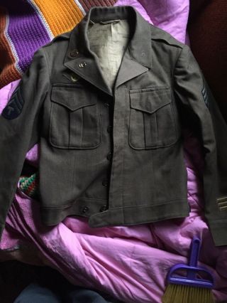 Vintage Wwii Us Army Ike Eisenhower Uniform Jacket W/ Patches Sz 36r