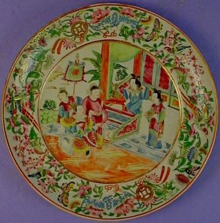 Antique Chinese Qing Dynasty Famille Rose Export Porcelain ‘figural’ Plate 1