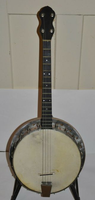 Vintage Unmarked Slingerland Tenor Resonator Banjo,  4 Strings