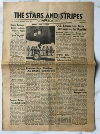 Stars And Stripes July 3 1943 Africa Version U.  S.  Army Newspaper - Arabs In War