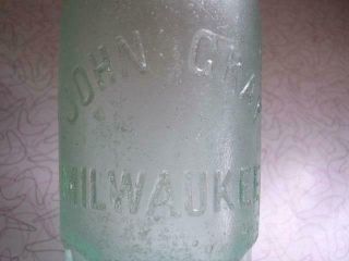 Very Crude 7 3/4 " Tall John Graf Milwaukee Wis Hutchinson Soda Bottle Wi Wisc