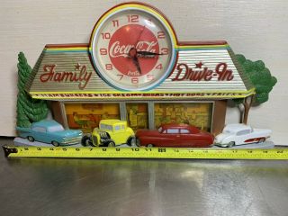 Vintage Family Drive In Coca Cola Clock Haven Quartz